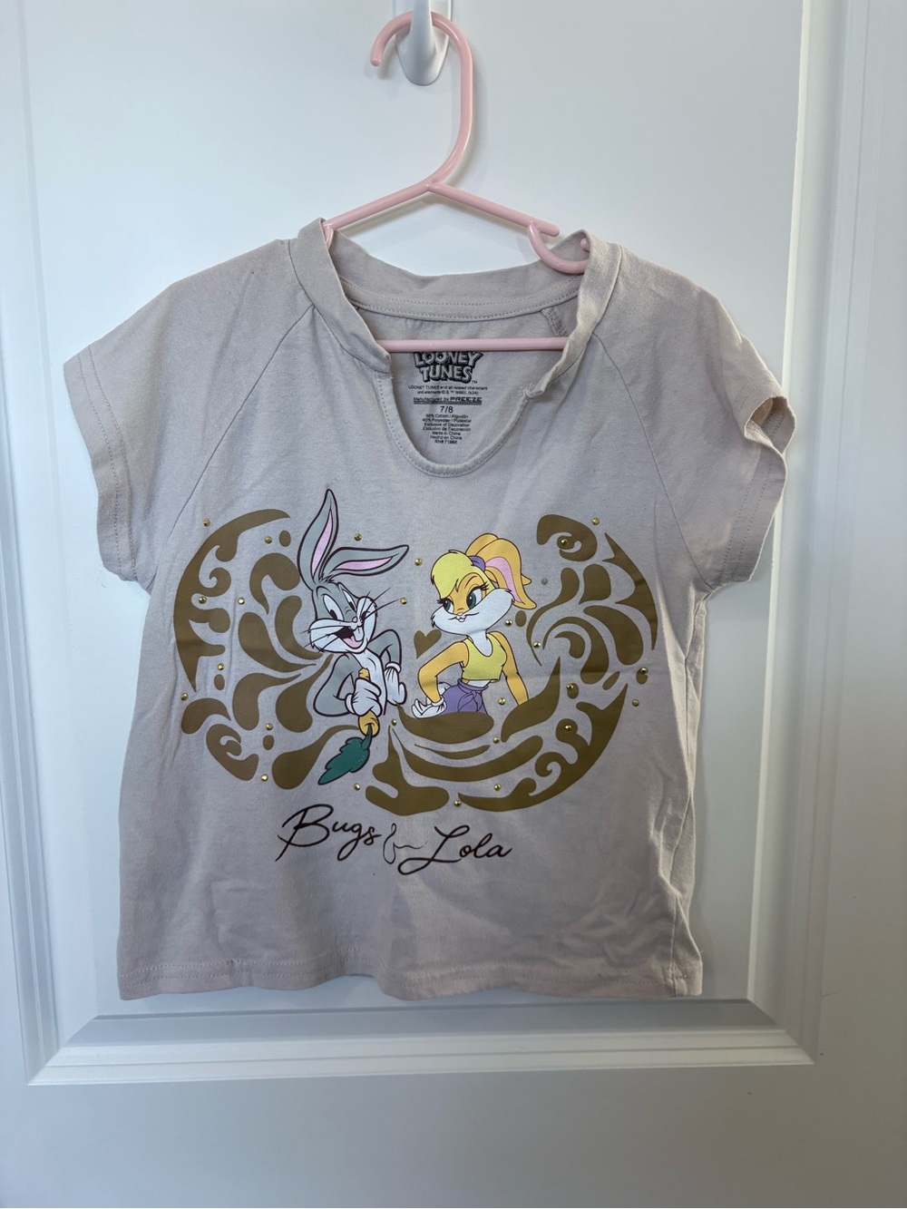 3/$10 - Looney Tunes Bugs & Lola Girls' Light Gray Graphic Tee